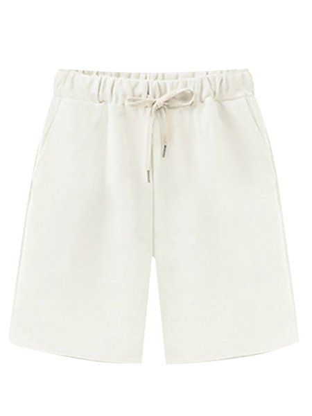 

Plus Size Loose Sports Casual Five-point Shorts Straight-leg Mid-pants, White, Shorts