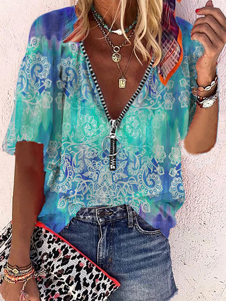 

Plus size Short Sleeve Hippie Tops, Blue, Blouses & Shirts