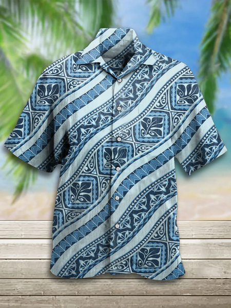 

Geometric Casual T-shirt, Blue, Men's Floral shirt