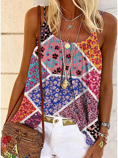 

Floreale Casuale senza maniche Top, Come immagine, Tank Top