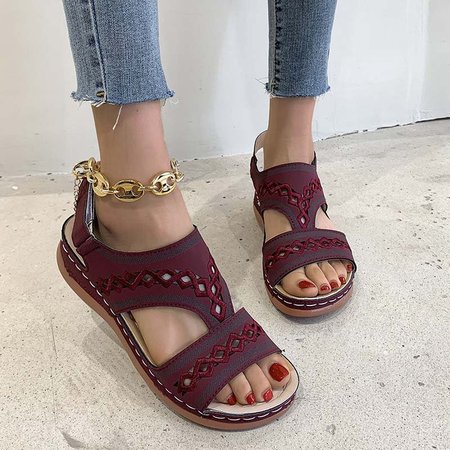 

Daily Flat Heel Sandals, Wine red, Sandals