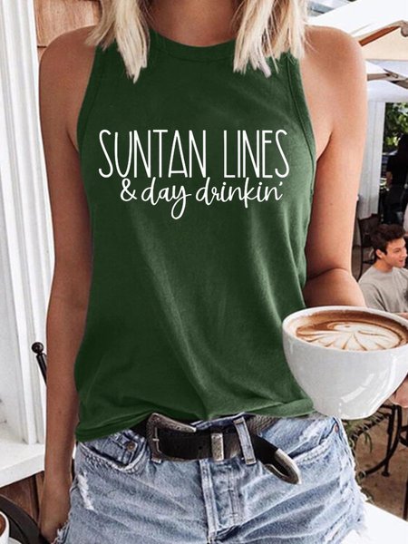 

Suntan Lines And Day Drinkin Women's Sleeveless Shirt, Dark green, Tank Tops
