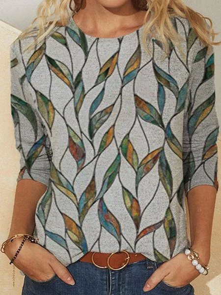 

Casuale Dritto Floreale senza maniche Top, Grigio, Tops