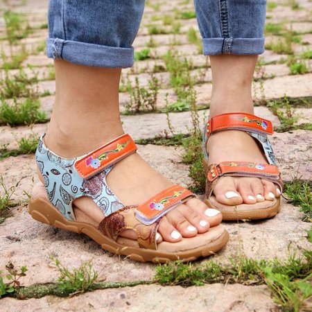 

Flat Heel Sandals, Blue, Sandals
