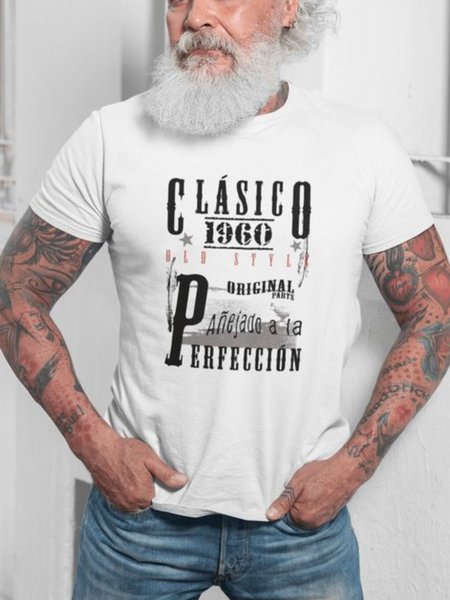 

Crew Neck Cotton-Blend Shirts & Tops, White, Men's t-shirts