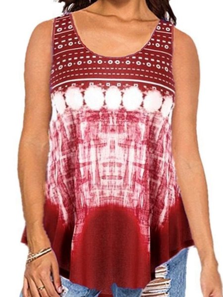 

ombre/tie-dye a-line crew neck vest, Wine red, Tanks & Camis