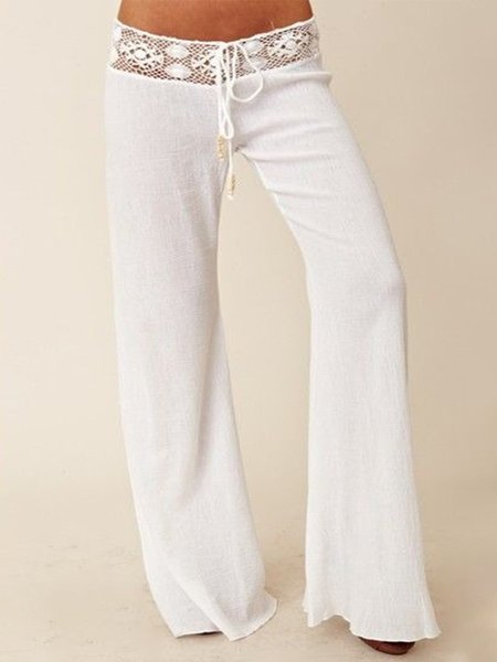 

Vintage Solido Pizzo taglia grande Casuale Yoga Pantaloni, Bianco, Bottoms