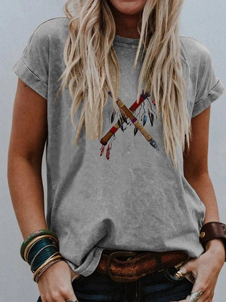 

Cotton-Blend Short Sleeve Casual Shirts & Tops, Gray, T-shirts