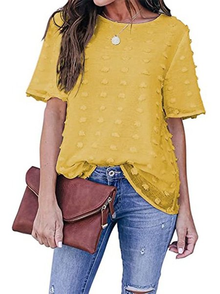 

Jacquard Casual Tops, Yellow, T-Shirts