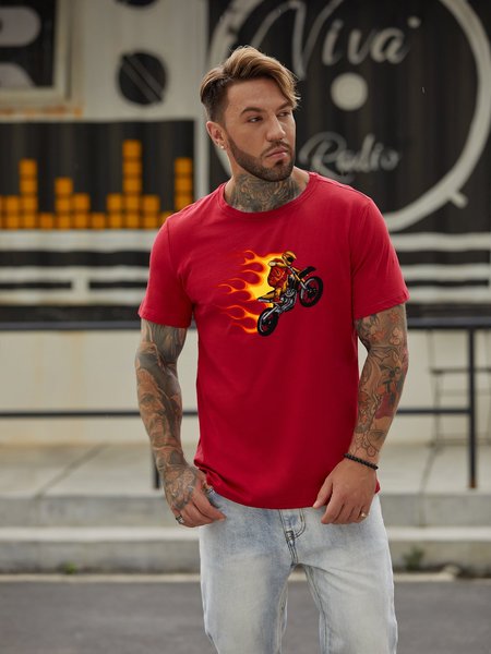 

Fire Font Motorcycle Men T-Shirt, Red, T-shirts