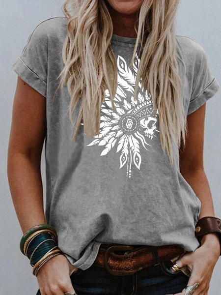 

Cotton-Blend Short Sleeve Casual Shirts & Tops, Gray, T-shirts