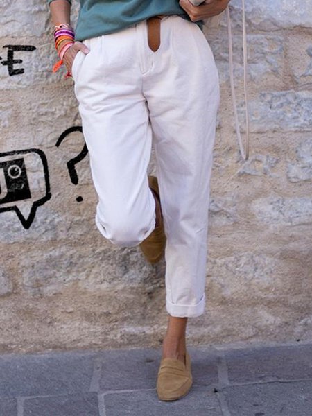 

Tinta unita Pantaloni, Bianco, Bottoms