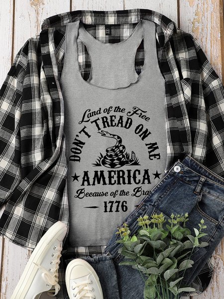 

Dont' Tread On Me Land Of The Free Because Of The Brave Wmen Tank Top, Gray, Tank Tops