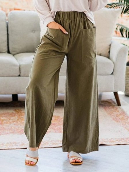

Pockets Casual Pants, Green, Pants