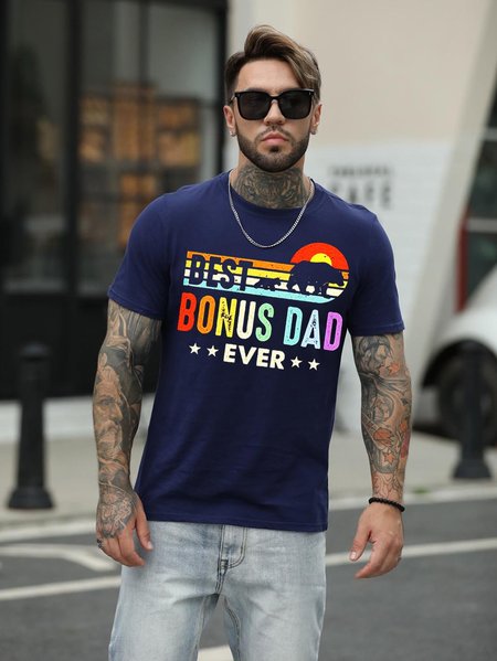 

Best Bonus Dad Ever Shirt For Men Vintage T-shirt, Deep blue, T-shirts