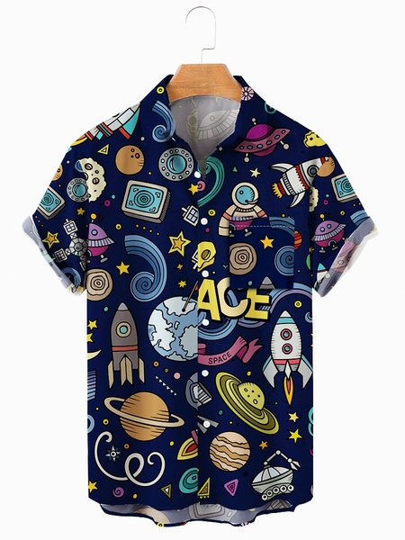 

Cotton-Blend Shirts & Tops, As picture, Men's Floral shirt