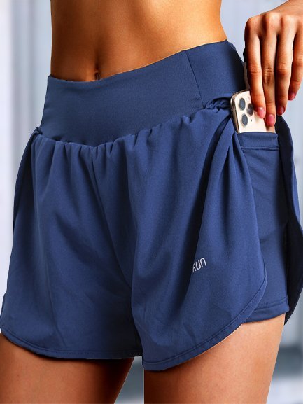 

Vintage Tinta unita taglia grande Casuale Sport Yoga Pantaloncini, Blu marino, Shorts