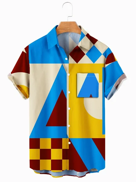 

Shirt Collar Cotton-Blend Shirts & Tops, As picture, Men's Floral shirt