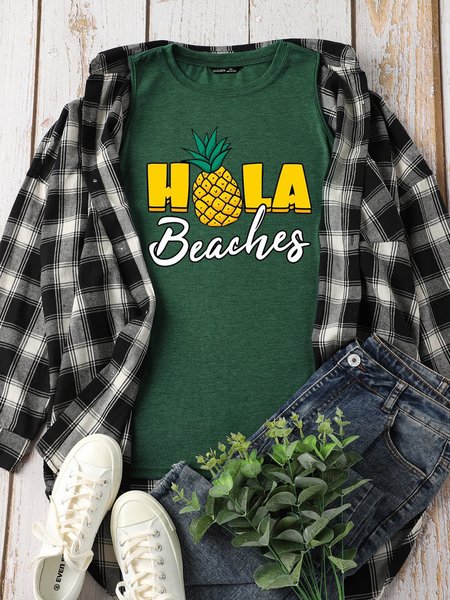 

Funny Beaches Pineapple Women's Sleeveless Shirt, Dark green, Tank Tops