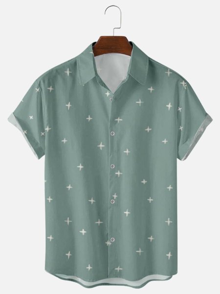 

Geometric Stand Collar Shirts & Tops, Blue, Men's Floral shirt