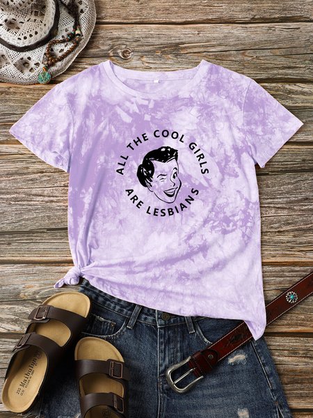 

LGBT All The Cool Girls Are Lesbians Women Tie Dye T-Shirt, Purple, T-shirts