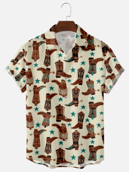 

Casual Geometric Shirts & Tops, Beige, Men's Floral shirt