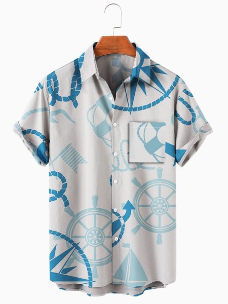 

Shirt Collar Cotton-Blend Shirts & Tops, As picture, Men's Floral shirt