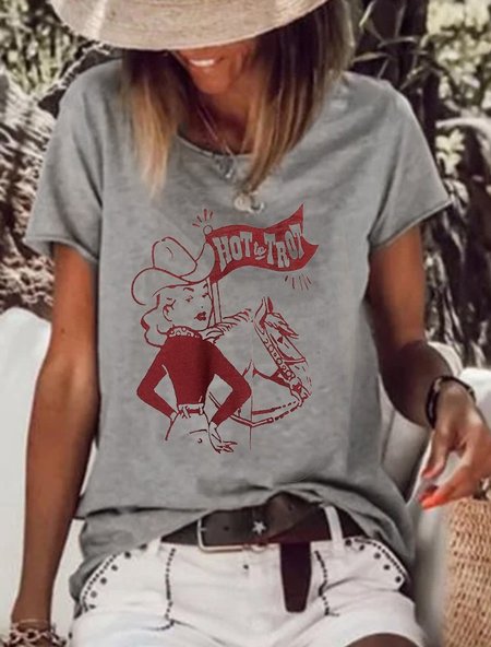 

Crew Neck Casual Shirts & Tops, Gray, T-shirts