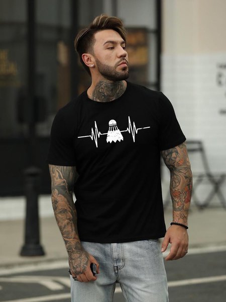

Badminton Shirt Game Player Men's T-shirt, Black, T-shirts