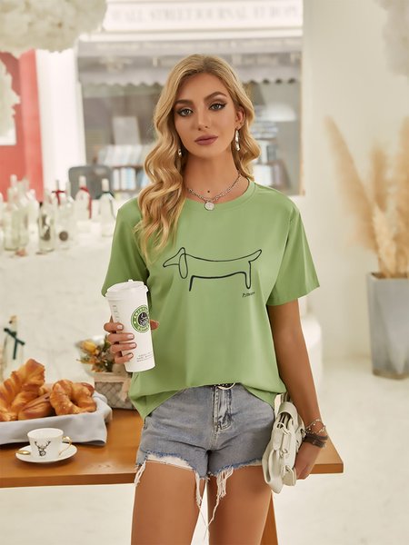 Wild Wiener Dog Graphic Tee, Olive green, T-shirts