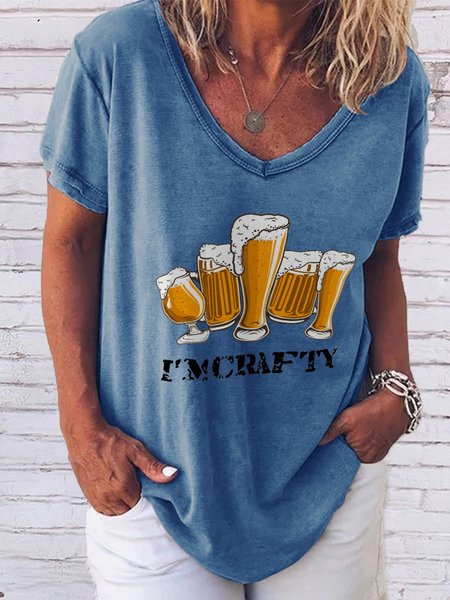 

Beer I’mcrafty Casual Short Sleeve Shirts & Tops, Blue, T-shirts