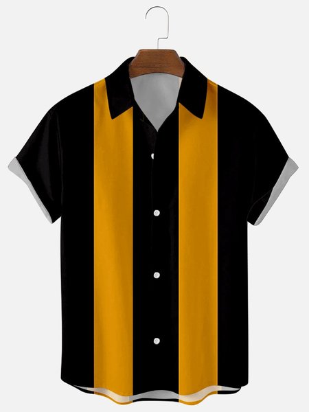 Casual Shirt Collar Shirts & Tops, Yellow black, Men's Floral shirt