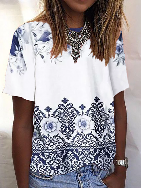 

Plus size Hippie Short Sleeve Shirts & Tops, Blue, Tops