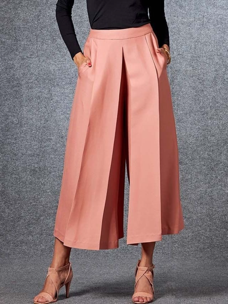 

Work Shift Formal Pants, Pink, Wide Leg Pants