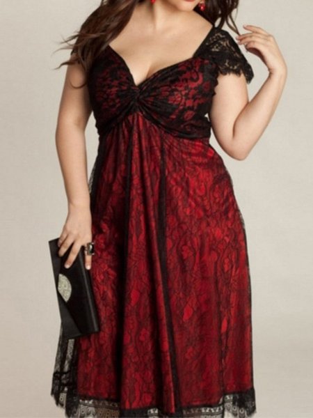 

Short Sleeve Shift V Neck Floral Dresses, Wine red, Casual Dresses