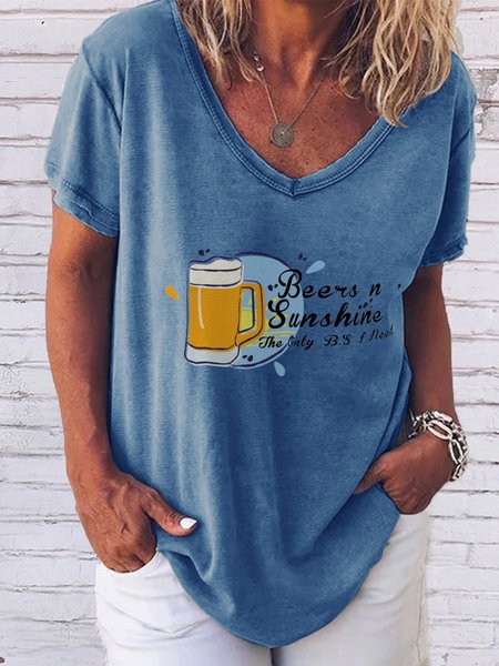 Beer Short Sleeve T-shirt, Blue, T-shirts