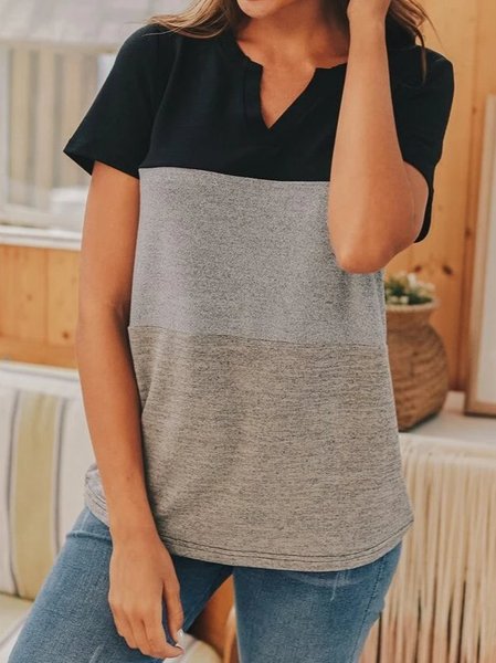 

Geometric Casual V Neck Short Sleeve Shirts & Tops, Multicolor, Tops