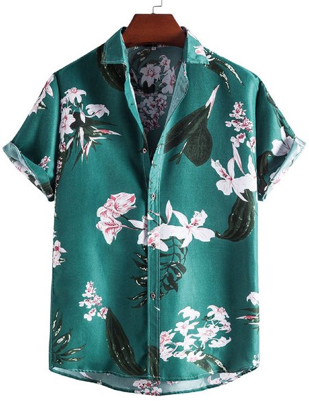 

Printed Casual Shirts & Tops, Green, Men's Floral shirt