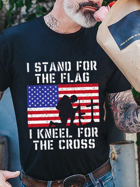 

I Stand For The Flag I Kneel For The Cross Tshirt, Black, T-shirts