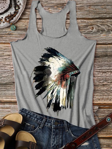 

Tyler Childers Feathered Indian Sublimation Design, Gray, Tank Tops