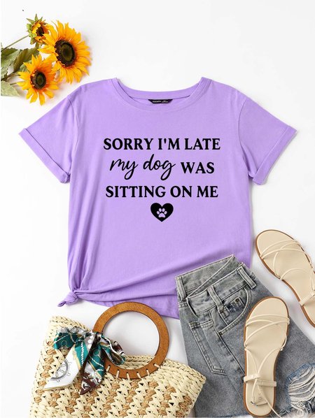 

Sorry I'm Late My Dog Was Sitting On Me T-shirt, Purple, T-shirts