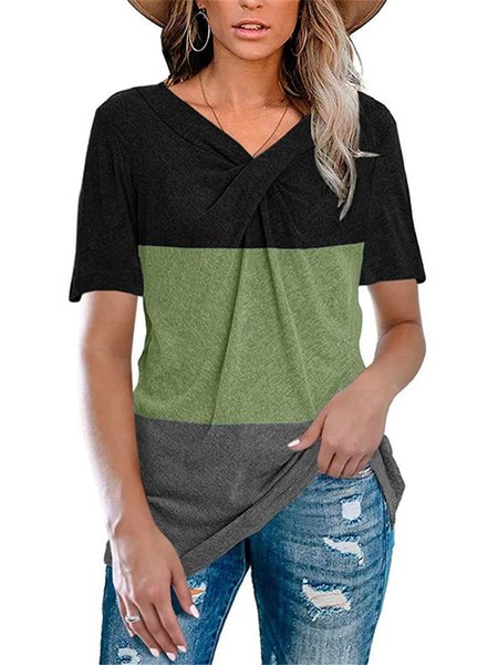 

Short Sleeve Casual Cotton-Blend Shirts & Tops, Teal, T-Shirts
