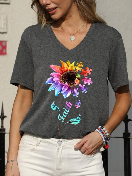 

Faith Sunflower Women Tshirt, Black, T-shirts