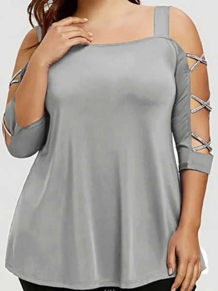 

square neck plain shift shirts & tops, Gray, T-Shirts