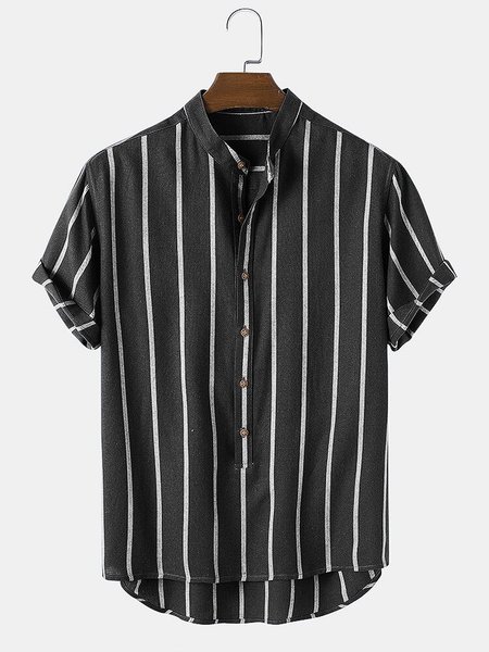 

Simple Striped Shirts & Tops, Black, Men's shirts