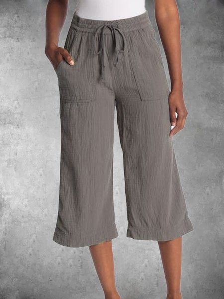 

Dritto Casuale Cotone Pantaloni, Grigio, Bottoms