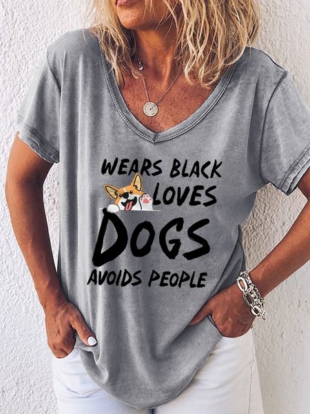 

Wears Black Loves Dogs Women's T-Shirt, Grey, T-shirts