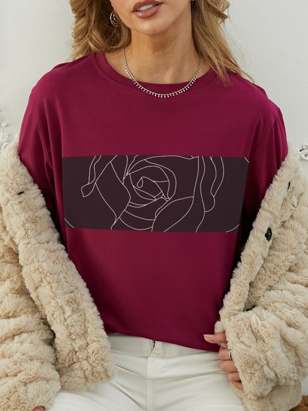 

Rose Sketch Women Tshirt, Wine red, T-shirts