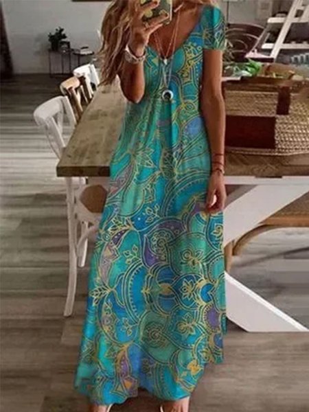 

Ricorrere Maniche Corte Abito, Verde, Dresses