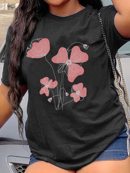 

Flowers Women T-Shirt Plus Size, Black, Plus Size T-shirts